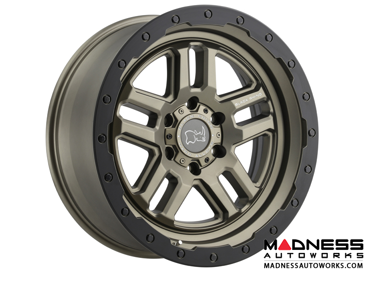 Jeep Custom Wheels (1) - Black Rhino - 18 x 9.5 - Barstow - Matte Bronze w/ Matte Black Lip Ring - (ETCHED BLACK RHINO SPOKE LOGO)